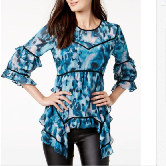 BAR-III-Ruffled-Asymmetrical top Blouse - Picture 2 of 6